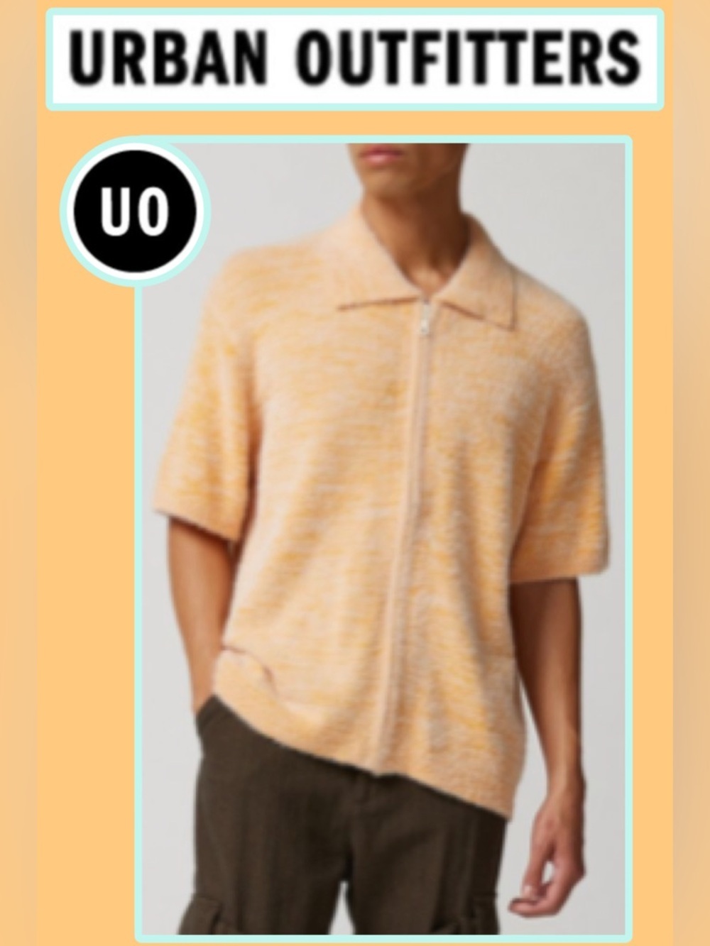 🆕 Urban Outfitters Standard Cloth Gold Fuzzy Polo Sweater/Cardigan